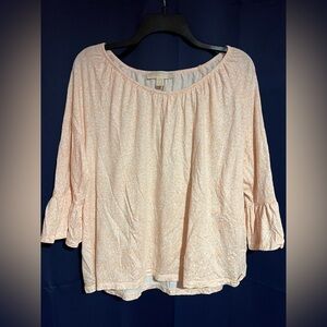 Michael Kors Peach Bell Sleeve Blouse with Ruffled Details